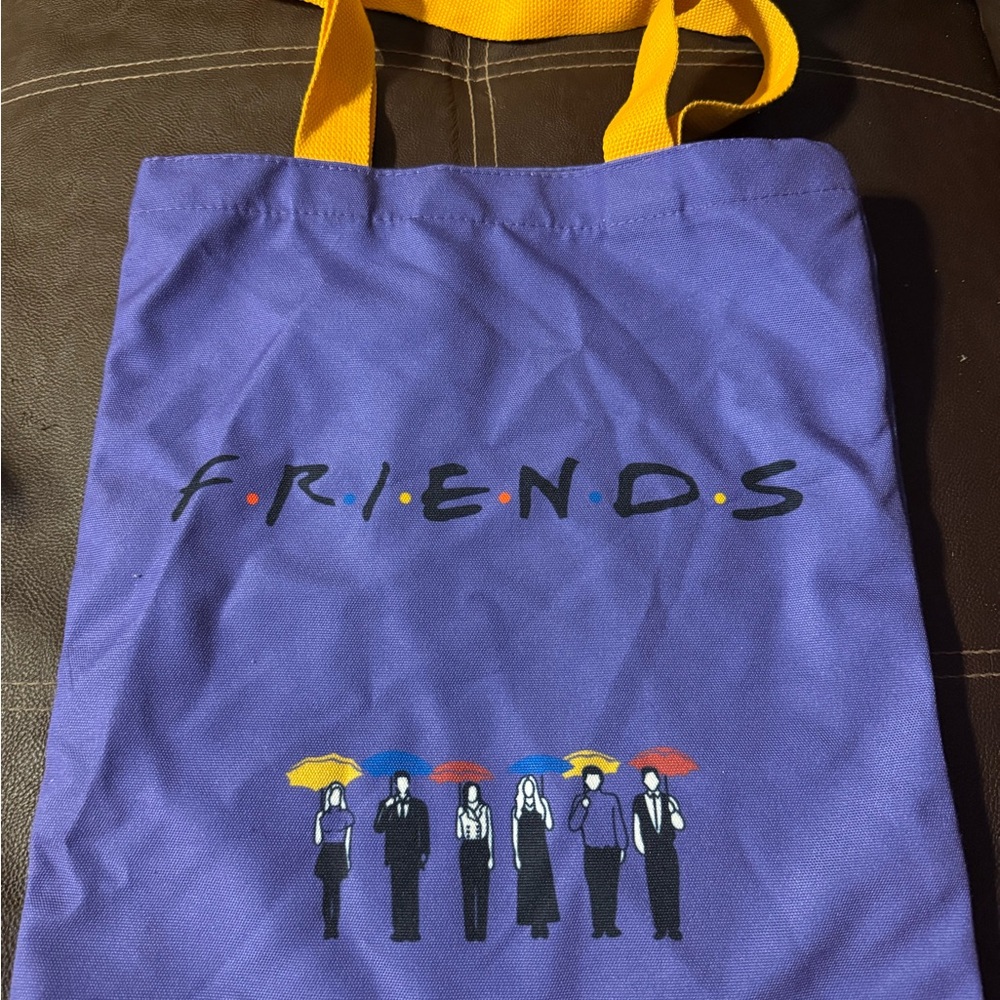 Purple Tote Bag with Yellow Handles